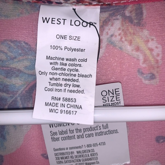 Pink Floral West Loop Swim Cover Up One Size Tie Waist NWT - Picture 5 of 5